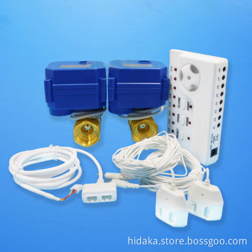 Smart Home Water Leaking Detector Alarm with 1/2'' 3/4'' 1'' Brass Motorized Valve